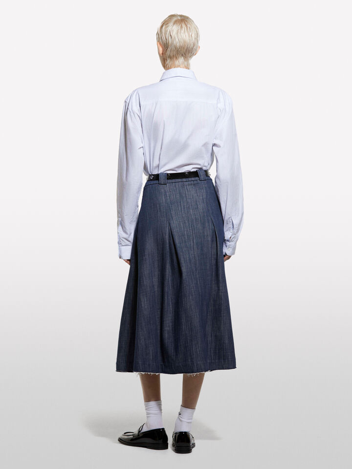 Blue denim circle skirt - women's midi skirts - Dark Blue | Sisley image number 2